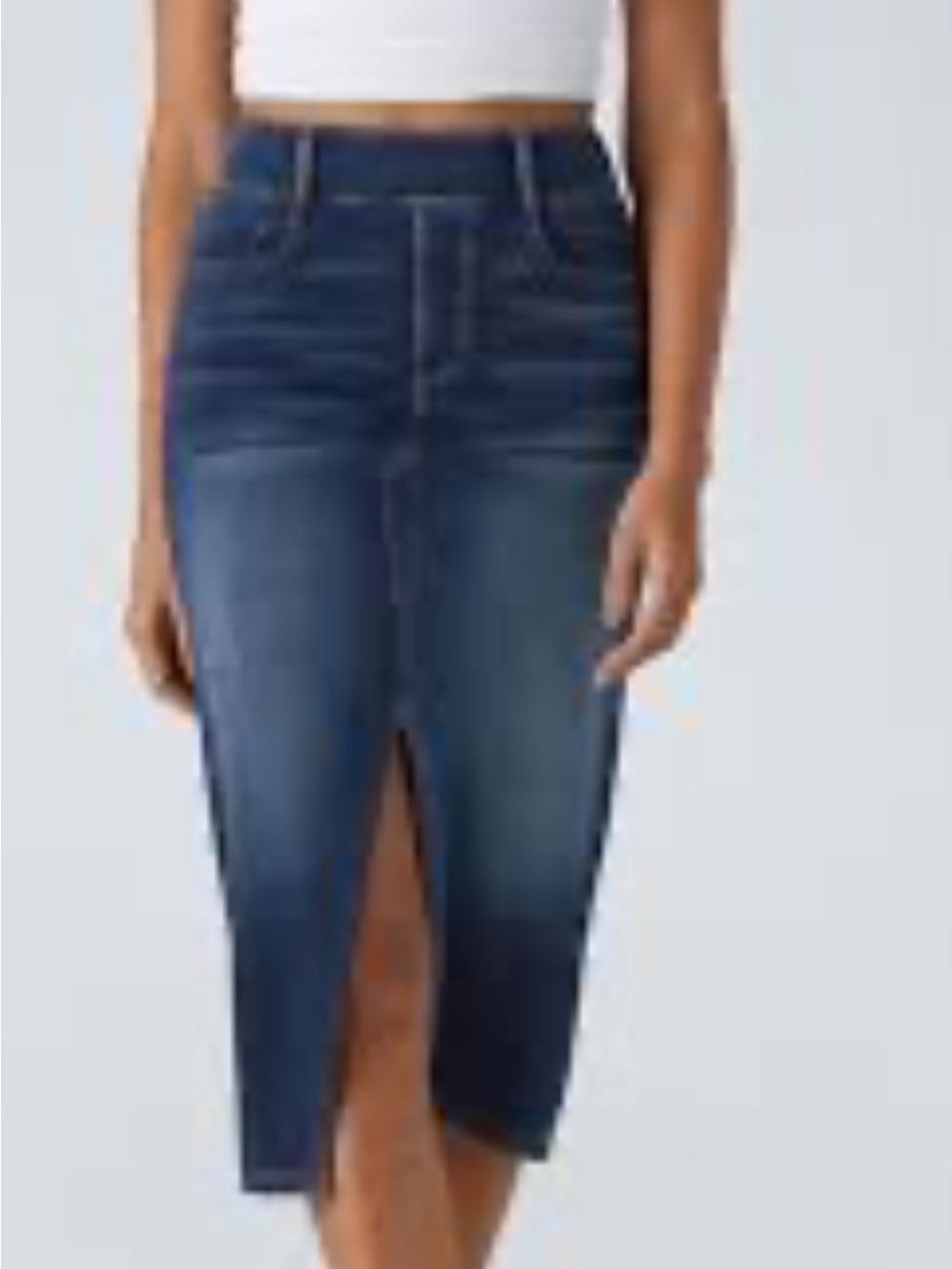 HALARA Dark Blue Denim Bodycon  Skirt with Front Slit M